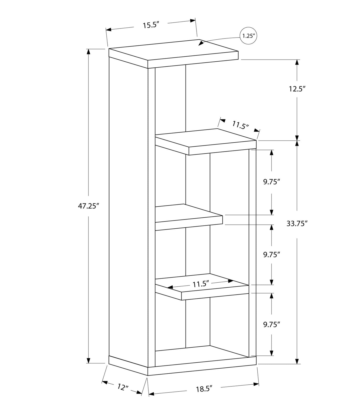White Hollow Core Bookcase