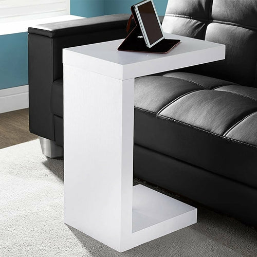 White Hollow Core Accent Table